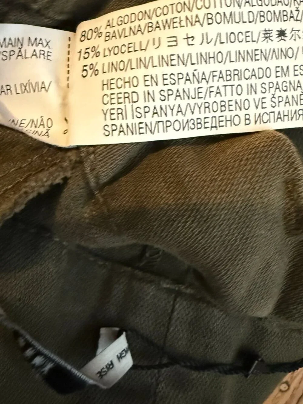 ZARA Olive Green High-Waist Paperbag Trousers XS